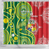 Tonga Australia Rugby Shower Curtain Kangaroos And Tonga Mate Maa Together LT05 - Polynesian Pride