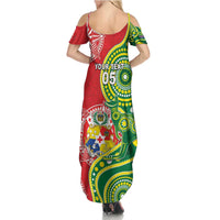 Custom Tonga Australia Rugby Summer Maxi Dress Kangaroos And Tonga Mate Maa Together LT05 - Polynesian Pride