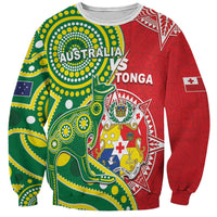 Custom Tonga Australia Rugby Sweatshirt Kangaroos And Tonga Mate Maa Together LT05 Unisex Green - Polynesian Pride
