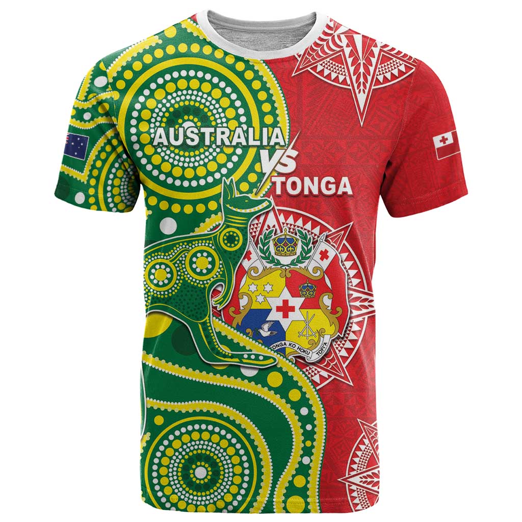 Custom Tonga Australia Rugby T Shirt Kangaroos And Tonga Mate Maa Together LT05 Green - Polynesian Pride