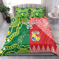 Custom Tonga XIII And Australia Kangaroos Bedding Set Mate Maa Tongan Ngatu With Aboriginal LT05 - Polynesian Pride