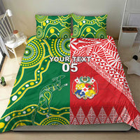 Custom Tonga XIII And Australia Kangaroos Bedding Set Mate Maa Tongan Ngatu With Aboriginal LT05 - Polynesian Pride