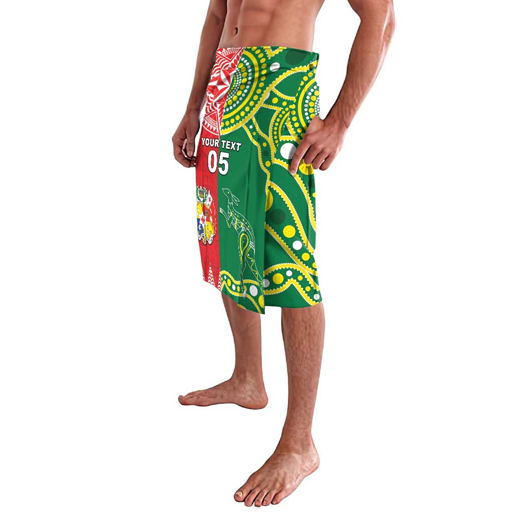 Custom Tonga XIII And Australia Kangaroos Lavalava Mate Maa Tongan Ngatu With Aboriginal LT05 - Polynesian Pride