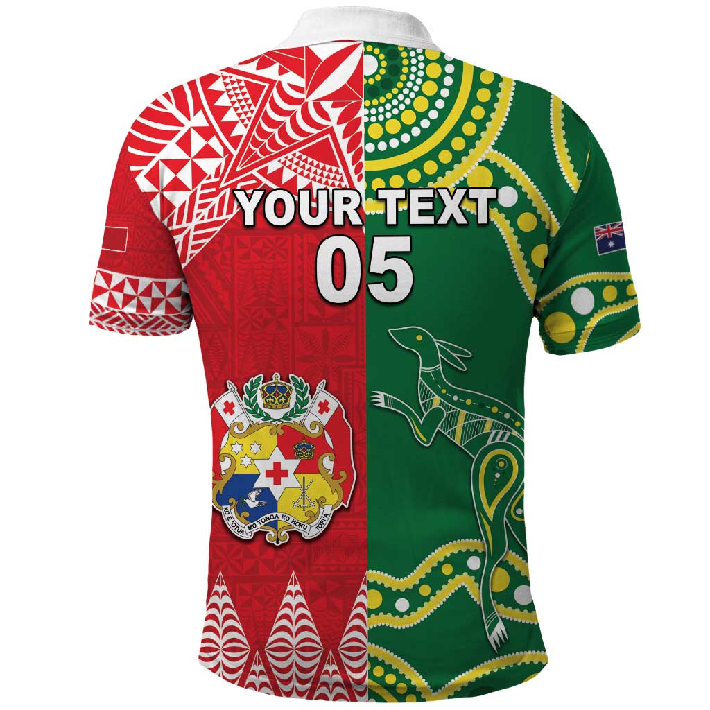 Custom Tonga XIII And Australia Kangaroos Polo Shirt Mate Maa Tongan Ngatu With Aboriginal LT05 - Polynesian Pride