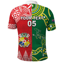 Custom Tonga XIII And Australia Kangaroos Polo Shirt Mate Maa Tongan Ngatu With Aboriginal LT05 - Polynesian Pride