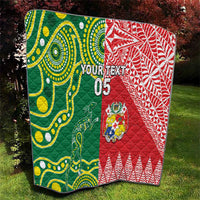 Custom Tonga XIII And Australia Kangaroos Quilt Mate Maa Tongan Ngatu With Aboriginal LT05 - Polynesian Pride
