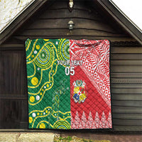 Custom Tonga XIII And Australia Kangaroos Quilt Mate Maa Tongan Ngatu With Aboriginal LT05 - Polynesian Pride