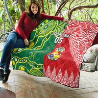 Custom Tonga XIII And Australia Kangaroos Quilt Mate Maa Tongan Ngatu With Aboriginal LT05 - Polynesian Pride