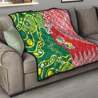 Custom Tonga XIII And Australia Kangaroos Quilt Mate Maa Tongan Ngatu With Aboriginal LT05 - Polynesian Pride