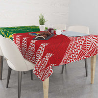 Custom Tonga XIII And Australia Kangaroos Tablecloth Mate Maa Tongan Ngatu With Aboriginal LT05 - Polynesian Pride