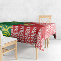 Custom Tonga XIII And Australia Kangaroos Tablecloth Mate Maa Tongan Ngatu With Aboriginal LT05 - Polynesian Pride