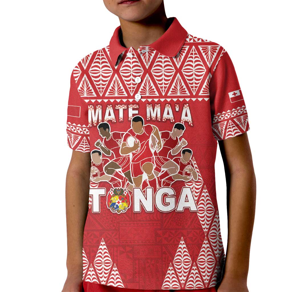 Custom Tonga Rugby Kid Polo Shirt Tonga Mate Ma'a Take The Lead LT05 Kid Red - Polynesian Pride