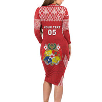 Custom Tonga Rugby Long Sleeve Bodycon Dress Tonga Mate Ma'a Take The Lead LT05 - Polynesian Pride