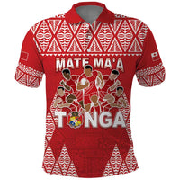 Custom Tonga Rugby Polo Shirt Tonga Mate Ma'a Take The Lead LT05 Red - Polynesian Pride