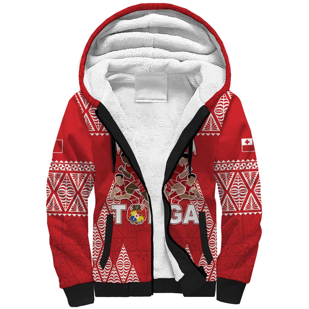 Custom Tonga Rugby Sherpa Hoodie Tonga Mate Ma'a Take The Lead LT05 Unisex Red - Polynesian Pride