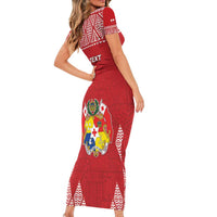 Custom Tonga Rugby Short Sleeve Bodycon Dress Tonga Mate Ma'a Take The Lead LT05 - Polynesian Pride