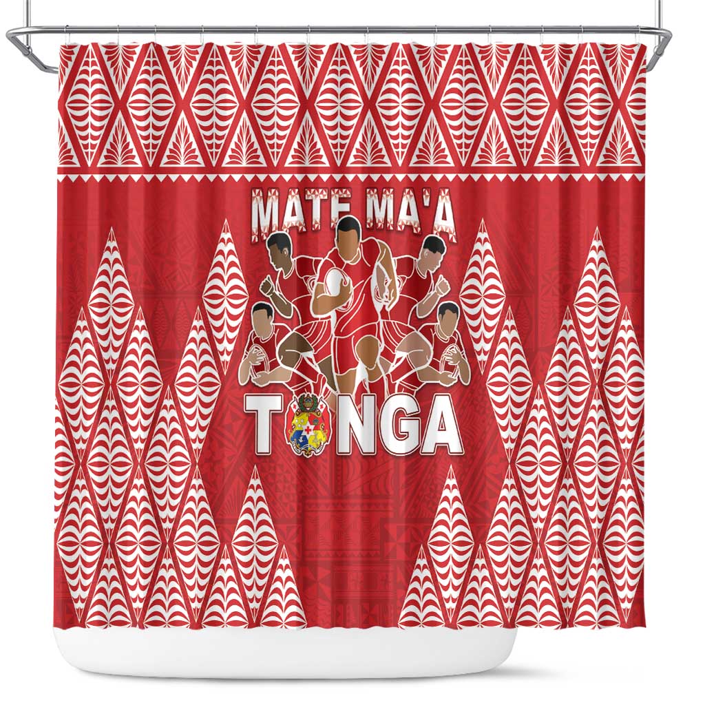 Tonga Rugby Shower Curtain Tonga Mate Ma'a Take The Lead LT05 Red - Polynesian Pride