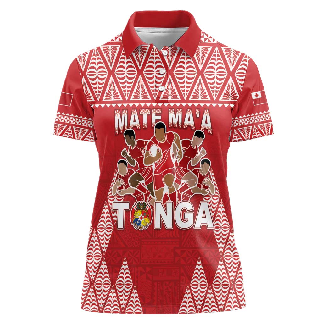 Custom Tonga Rugby Women Polo Shirt Tonga Mate Ma'a Take The Lead LT05 Female Red - Polynesian Pride