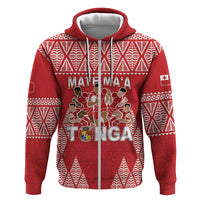 Custom Tonga Rugby Zip Hoodie Tonga Mate Ma'a Take The Lead LT05 Zip Hoodie Red - Polynesian Pride