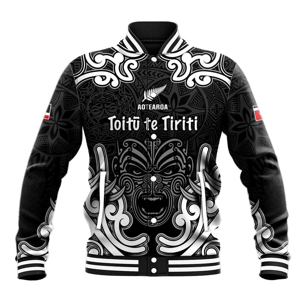 Personalised Aotearoa Baseball Jacket Toitu Te Tiriti O Waitangi LT05 Unisex Black - Polynesian Pride