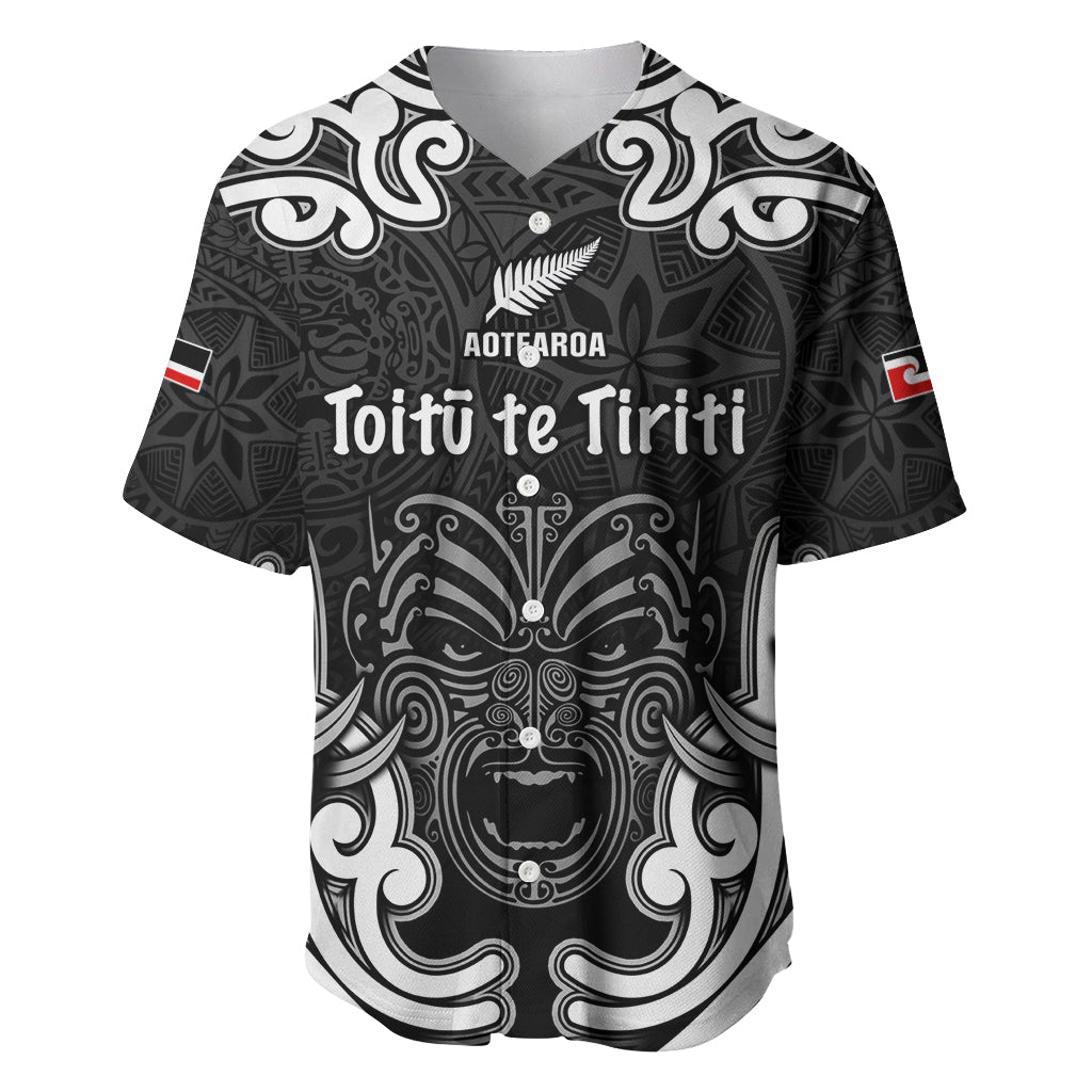 Personalised Aotearoa Baseball Jersey Toitu Te Tiriti O Waitangi LT05 Black - Polynesian Pride