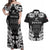 Personalised Aotearoa Couples Matching Off Shoulder Maxi Dress and Hawaiian Shirt Toitu Te Tiriti O Waitangi LT05 Black - Polynesian Pride