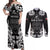 Personalised Aotearoa Couples Matching Off Shoulder Maxi Dress and Long Sleeve Button Shirt Toitu Te Tiriti O Waitangi LT05 Black - Polynesian Pride