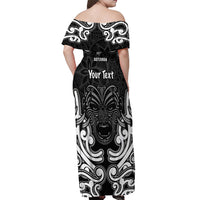 Personalised Aotearoa Off Shoulder Maxi Dress Toitu Te Tiriti O Waitangi LT05 - Polynesian Pride