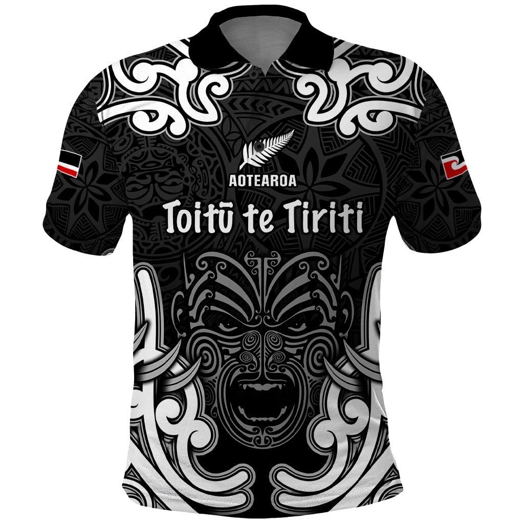 Personalised Aotearoa Polo Shirt - Toitu Te Tiriti O Waitangi LT05 Black - Polynesian Pride