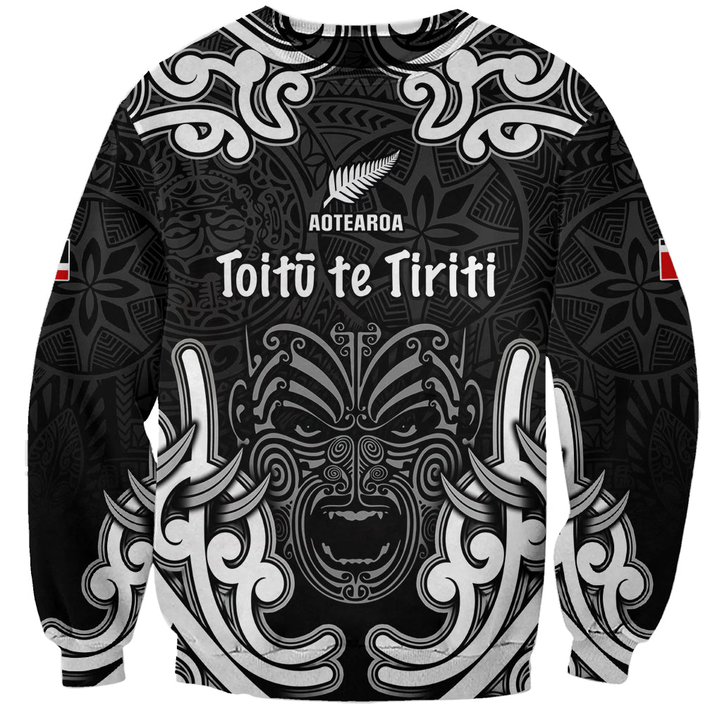 Personalised Aotearoa Sweatshirt Toitu Te Tiriti O Waitangi LT05 Unisex Black - Polynesian Pride