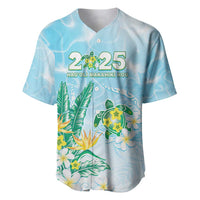 Personalised 2025 Aloha Hawaii Baseball Jersey Tropical Flowers And Honu LT05 Blue - Polynesian Pride