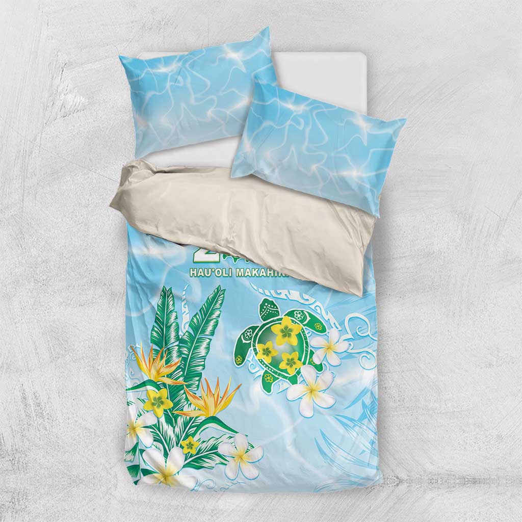 2025 Aloha Hawaii Bedding Set Tropical Flowers And Honu LT05 US Twin 172cm x 218cm Blue - Polynesian Pride
