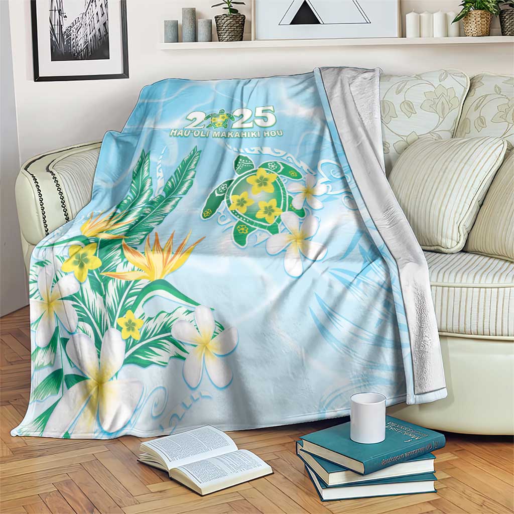 2025 Aloha Hawaii Blanket Tropical Flowers And Honu LT05 Blue - Polynesian Pride