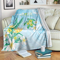 2025 Aloha Hawaii Blanket Tropical Flowers And Honu LT05 Blue - Polynesian Pride