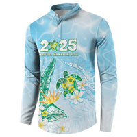 Personalised 2025 Aloha Hawaii Button Sweatshirt Tropical Flowers And Honu LT05 - Polynesian Pride