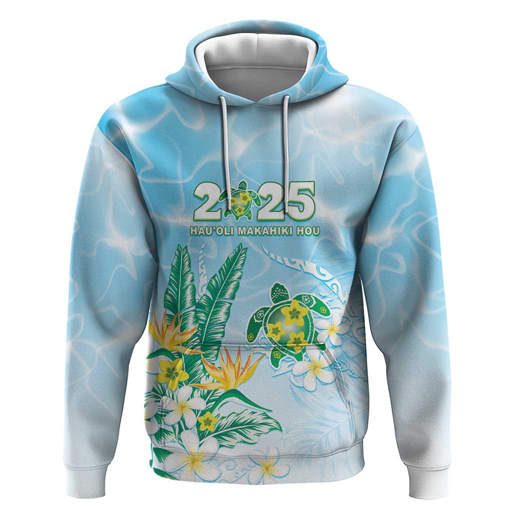 Personalised 2025 Aloha Hawaii Hoodie Tropical Flowers And Honu LT05 Pullover Hoodie Blue - Polynesian Pride