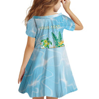 Personalised 2025 Aloha Hawaii Kid Short Sleeve Dress Tropical Flowers And Honu LT05 - Polynesian Pride