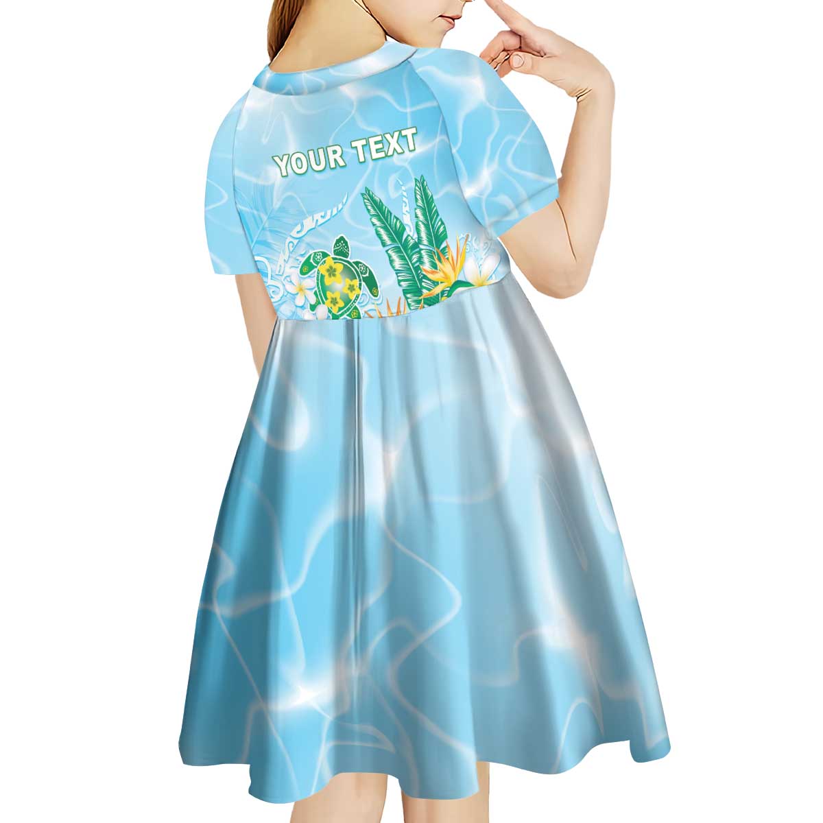 Personalised 2025 Aloha Hawaii Kid Short Sleeve Dress Tropical Flowers And Honu LT05 - Polynesian Pride