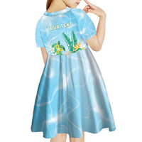 Personalised 2025 Aloha Hawaii Kid Short Sleeve Dress Tropical Flowers And Honu LT05 - Polynesian Pride