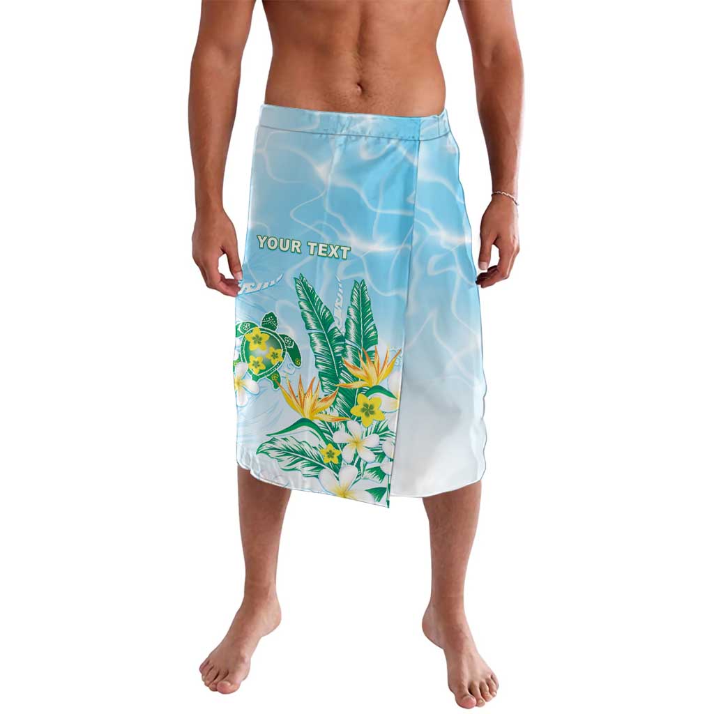 Personalised 2025 Aloha Hawaii Lavalava Tropical Flowers And Honu LT05 Blue - Polynesian Pride