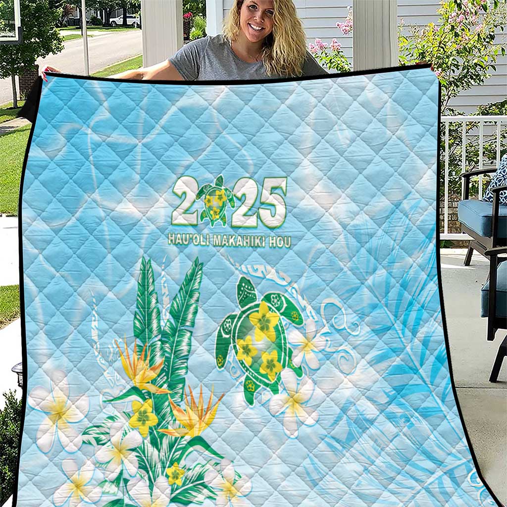 2025 Aloha Hawaii Quilt Tropical Flowers And Honu LT05 Blue - Polynesian Pride