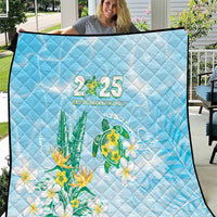 2025 Aloha Hawaii Quilt Tropical Flowers And Honu LT05 Blue - Polynesian Pride
