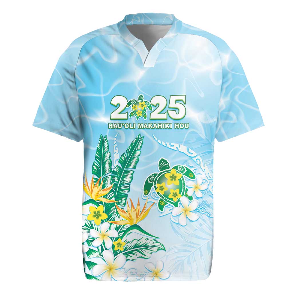 Personalised 2025 Aloha Hawaii Rugby Jersey Tropical Flowers And Honu LT05 Blue - Polynesian Pride