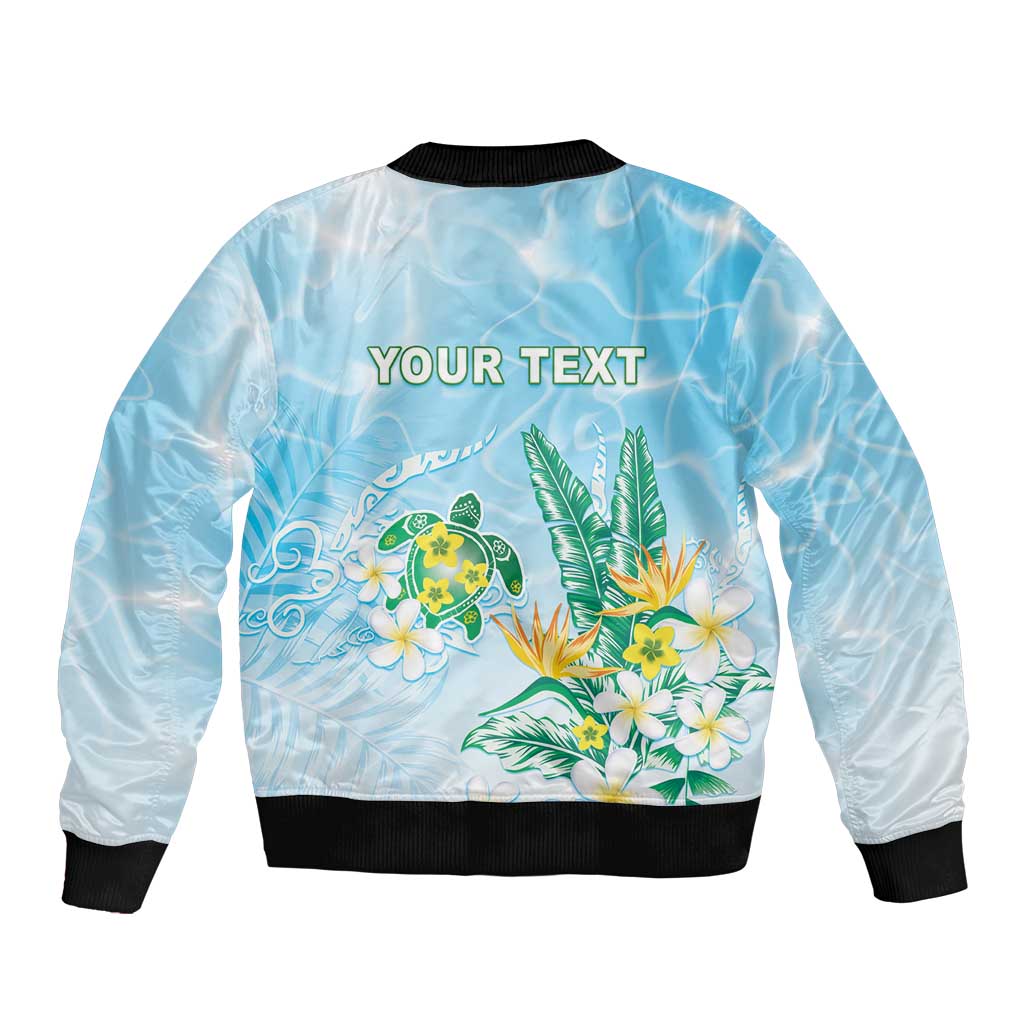 Personalised 2025 Aloha Hawaii Sleeve Zip Bomber Jacket Tropical Flowers And Honu LT05 - Polynesian Pride
