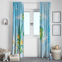 2025 Aloha Hawaii Window Curtain Tropical Flowers And Honu LT05 - Polynesian Pride