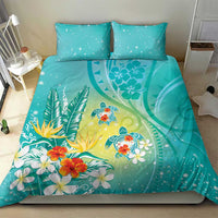 Hawaii Honu Bedding Set Tropical Flowers Turquoise Gradient LT05 - Polynesian Pride