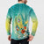 Hawaii Honu Button Sweatshirt Tropical Flowers Turquoise Gradient