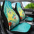 Hawaii Honu Car Seat Cover Tropical Flowers Turquoise Gradient