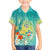 Hawaii Honu Family Matching Puletasi and Hawaiian Shirt Tropical Flowers Turquoise Gradient