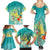 Hawaii Honu Family Matching Summer Maxi Dress and Hawaiian Shirt Tropical Flowers Turquoise Gradient